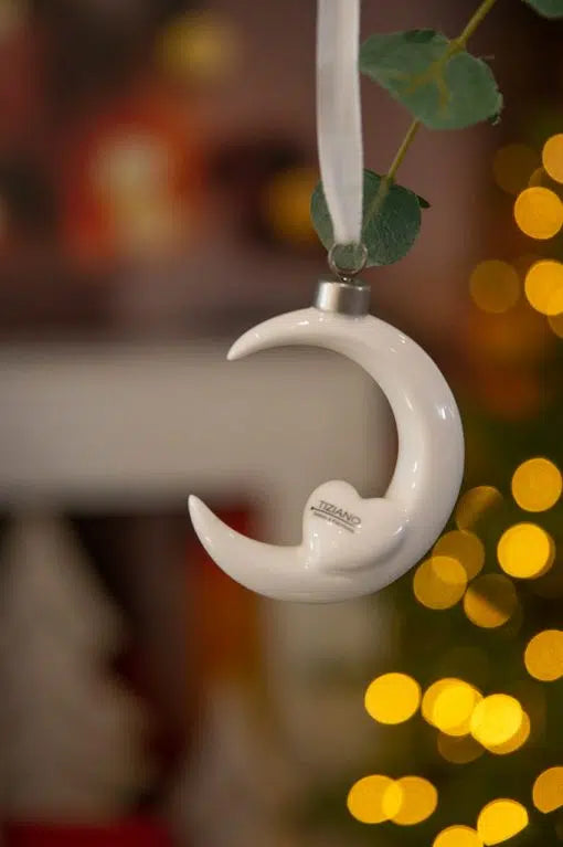 Tiziano Deko Hänger Mond Melio 8 cm Herz weiß-creme AUSVERKAUF-sale