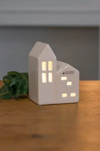 Tiziano Deko Dorf Mezzano LED mit 2 Häusern weiß-creme 14 cm