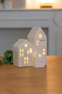 Tiziano Deko Dorf Mezzano LED mit 3 Häusern weiß-creme 18 cm