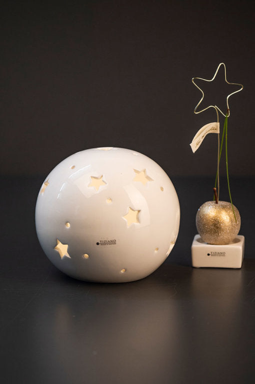 Tiziano Lichtkugel Padova mit Stern XL LED und Timer weiß creme