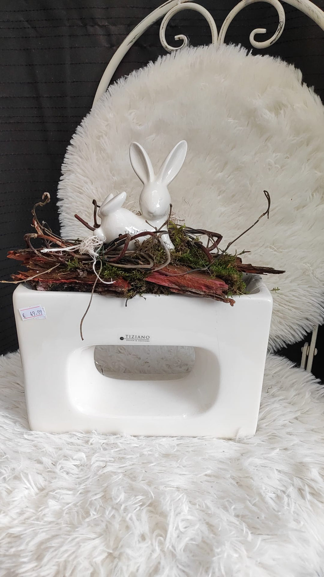 Tiziano Gesteck  Quadro mit LED und Hase fertig dekoriert
