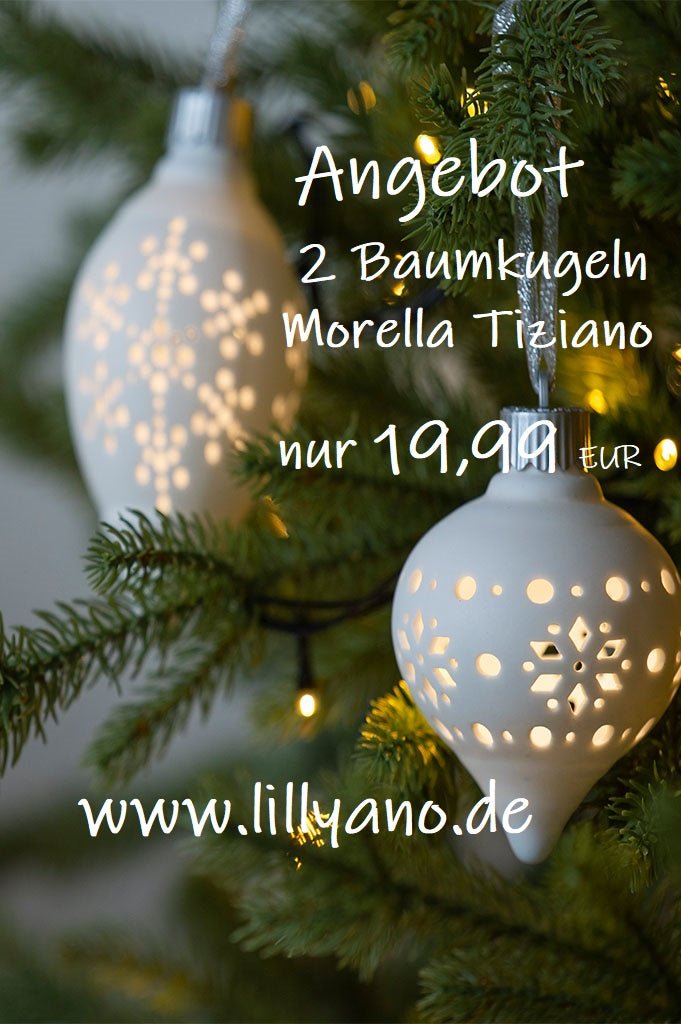 Tiziano Angebot 2 Dekohänger Morella LED 13 oval und rund Flocke weiß creme - Lillyano