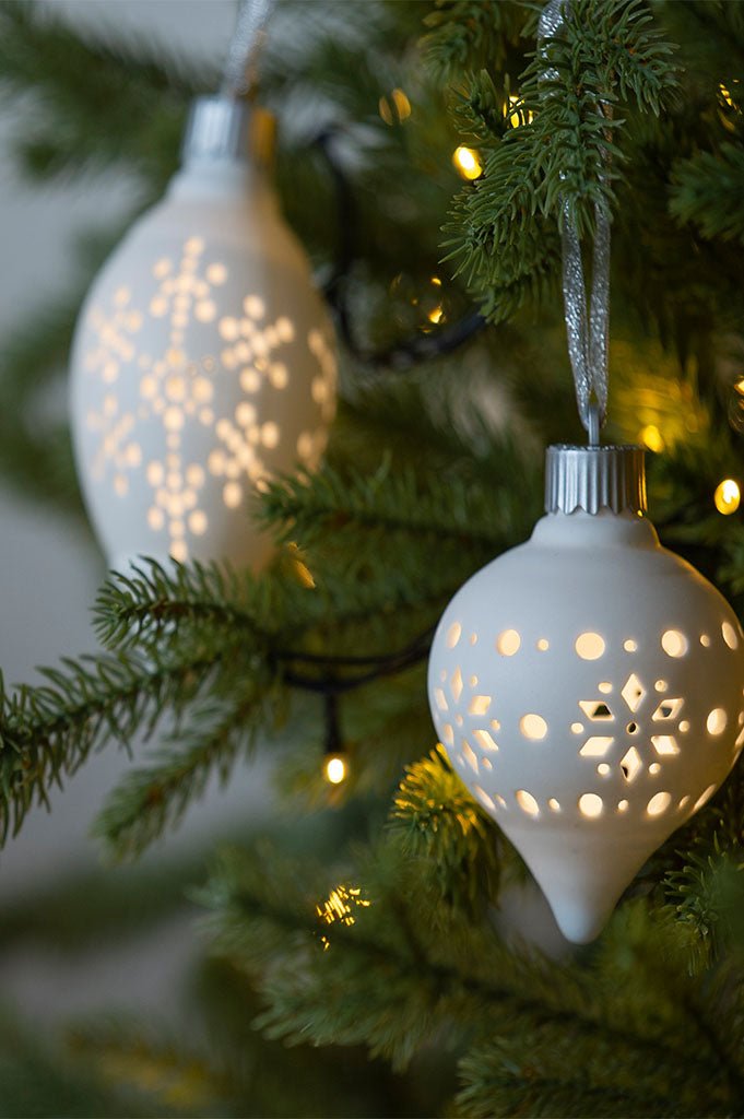 Tiziano Angebot 2 Dekohänger Morella LED 13 oval und rund Flocke weiß creme - Lillyano