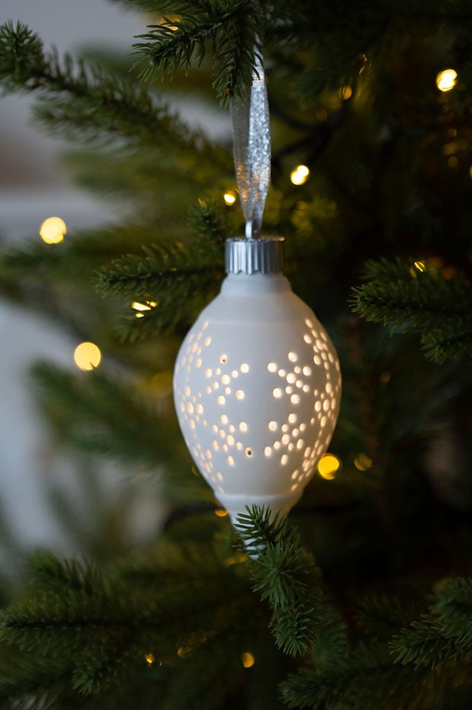 Tiziano Angebot 2 Dekohänger Morella LED 13 oval und rund Flocke weiß creme - Lillyano