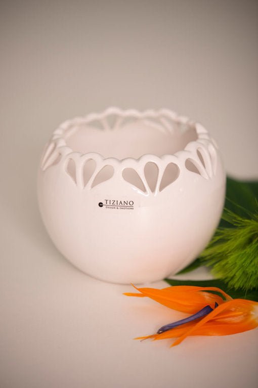 Tiziano Blumentopf Viarella weiß - creme - Lillyano