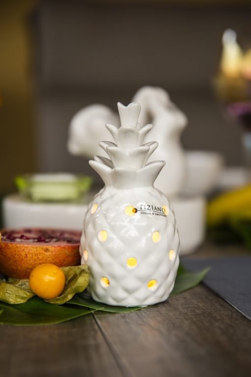 Tiziano Deko Ananas Zoe LED creme – weiß - Lillyano