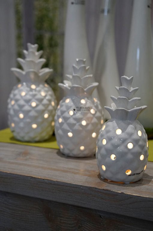 Tiziano Deko Ananas Zoe LED creme – weiß - Lillyano