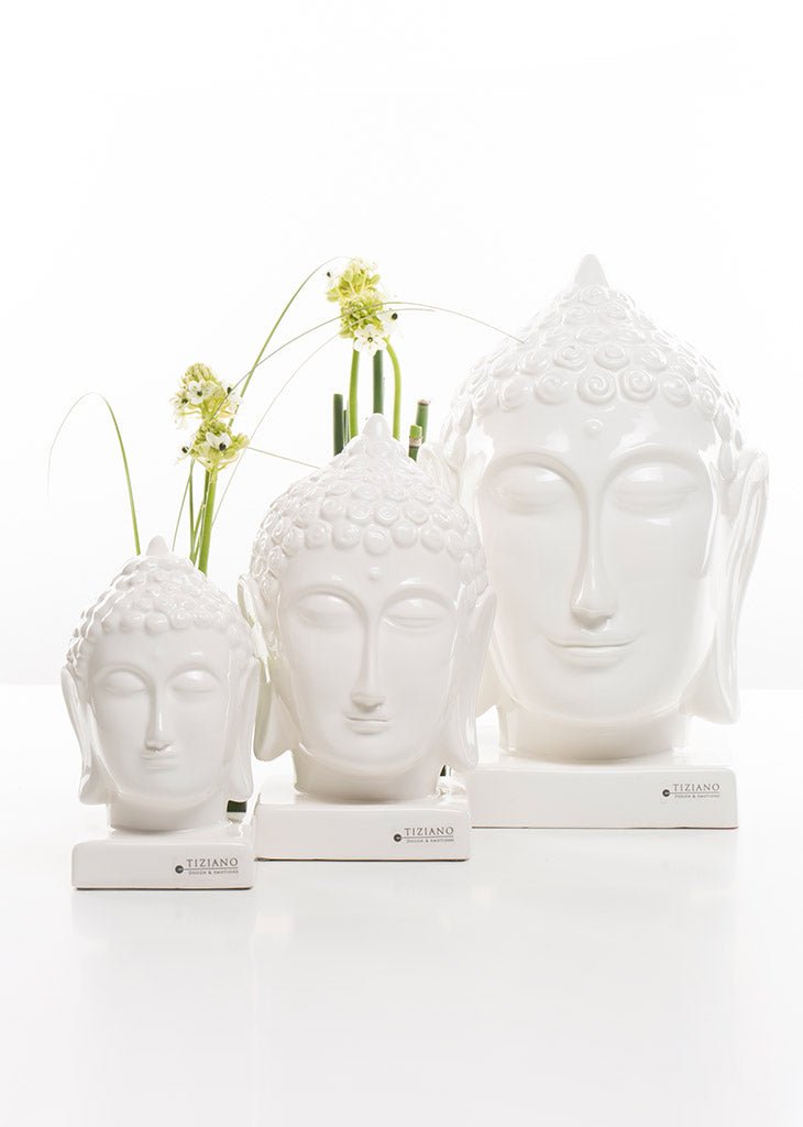 Tiziano Deko Buddha Kopf weiß - creme - Lillyano