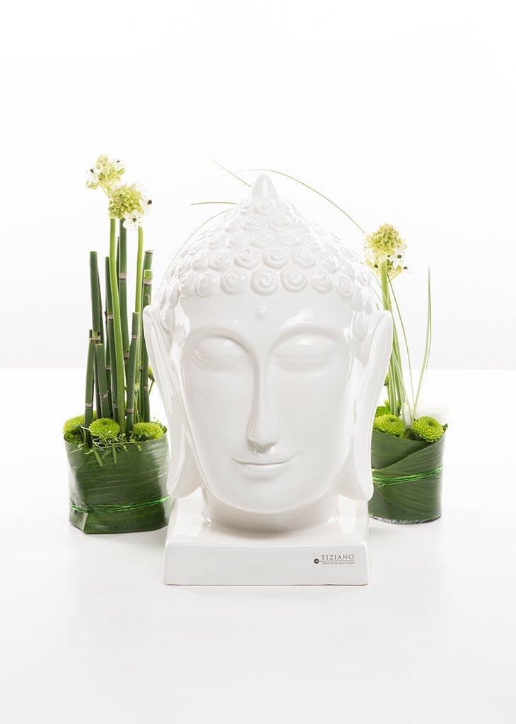 Tiziano Deko Buddha Kopf weiß - creme - Lillyano