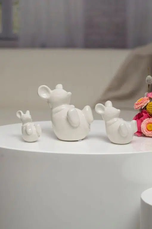 Tiziano Deko Mini - Figur Maus Tom weiß - creme - Lillyano