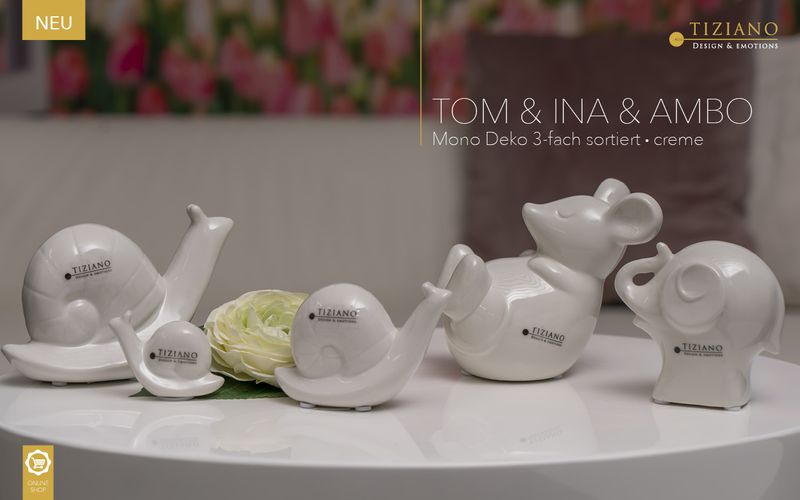 Tiziano Deko Mini - Figur Maus Tom weiß - creme - Lillyano