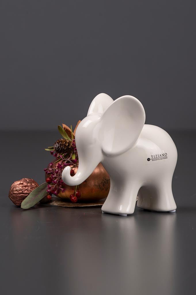 Tiziano Dekoelefant Leon stehend weiß - creme - Lillyano