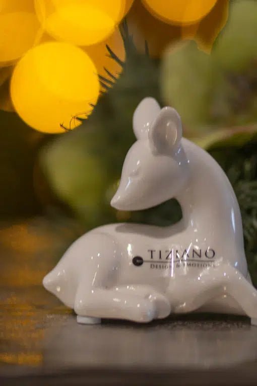 Tiziano Dekofigur Rehkitz Fendi liegend Kopf zurück creme - weiß - Lillyano