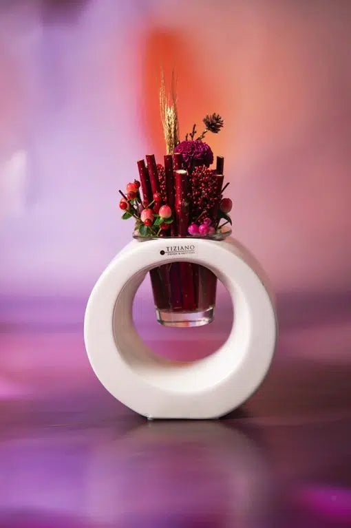 Tiziano Dekolicht Vago 15cm rund weiß - creme mit Glas Silves - Lillyano