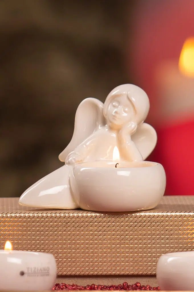 Tiziano Engel Nora mit Licht creme – weiß Teelicht - Lillyano