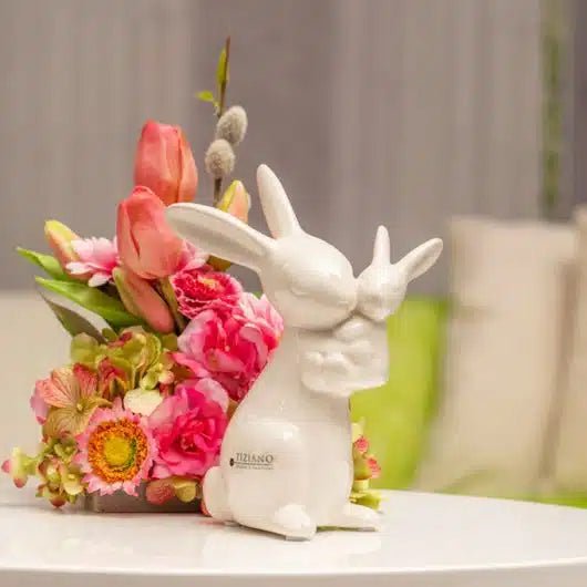 Tiziano Hase Fabrio mit Kind weiß - creme - Lillyano