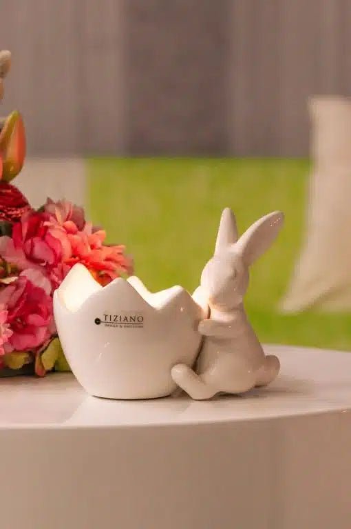 Tiziano Hase Leona mit Teelicht weiß - creme 2. Wahl - Lillyano