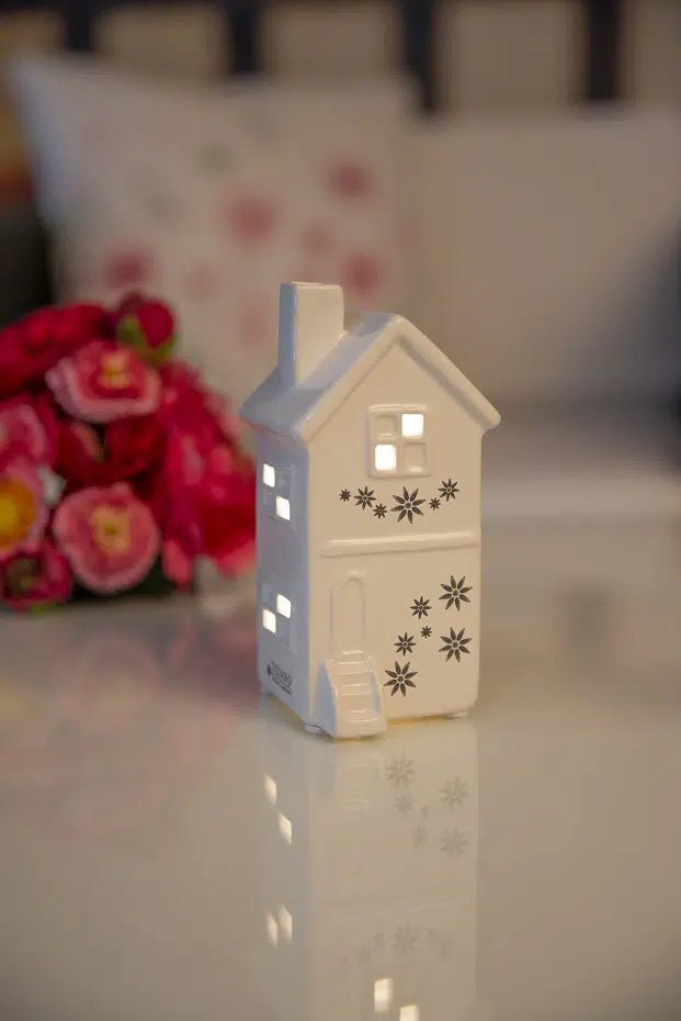 Tiziano Haus Caprera mit Blüten creme - weiß mit Led Beleuchtung - Lillyano