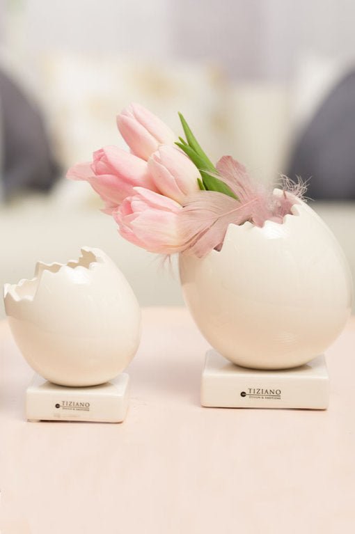 Tiziano Kübel Deko Cosmo weiss creme schräg - Lillyano