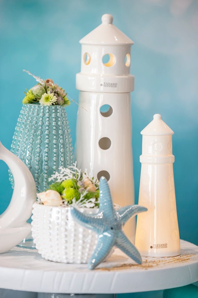 Tiziano Leuchtturm Farol LED weiß - creme klein - Lillyano