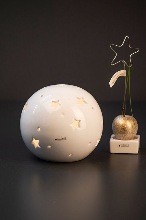 Tiziano Lichtkugel Padova mit Stern XL LED weiß creme 2. Wahl - Lillyano