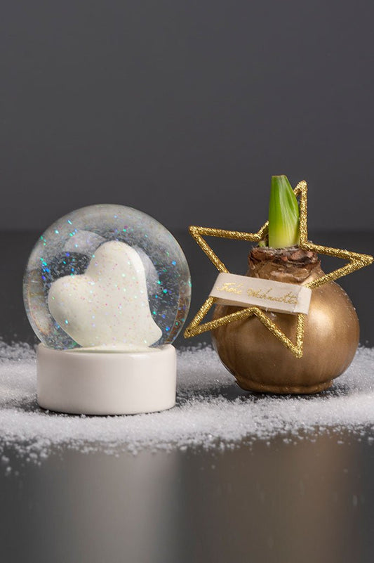 Tiziano Schneekugel Neive Herz creme - Lillyano