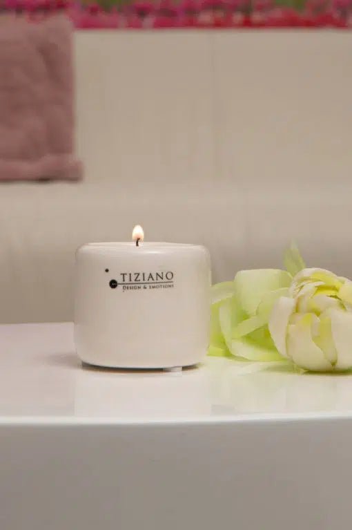 Tiziano Teelicht Bellagio weiß - creme rund - Lillyano