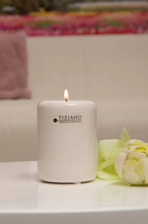 Tiziano Teelicht Bellagio weiß - creme rund - Lillyano