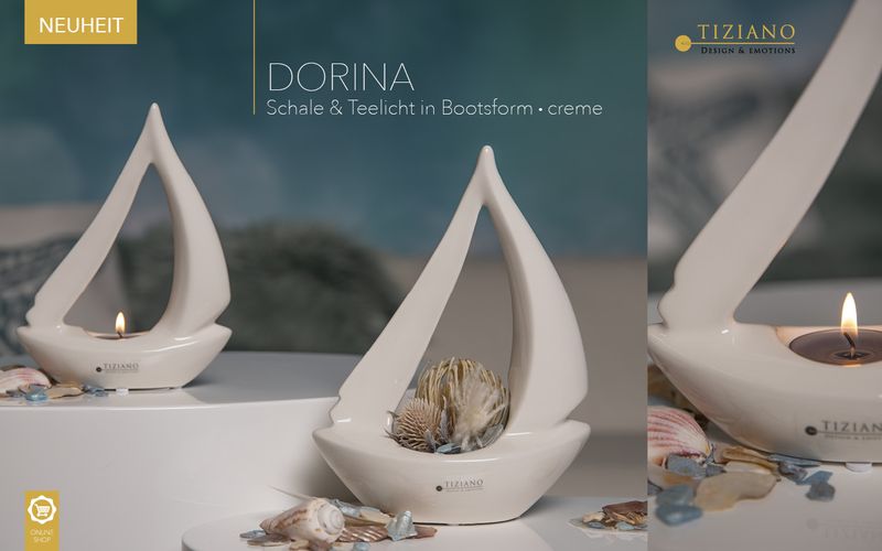 Tiziano Teelicht Boot Dorina 20cm weiß - creme - Lillyano