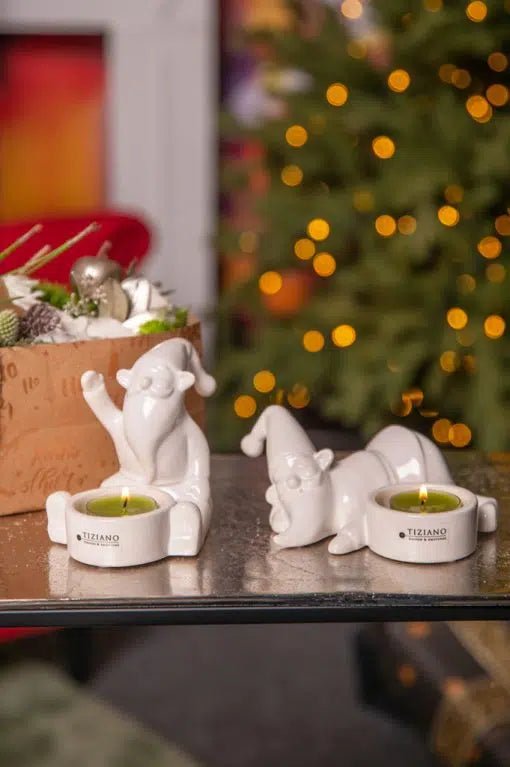 Tiziano Teelicht Santa Joelo liegend creme – weiß - Lillyano