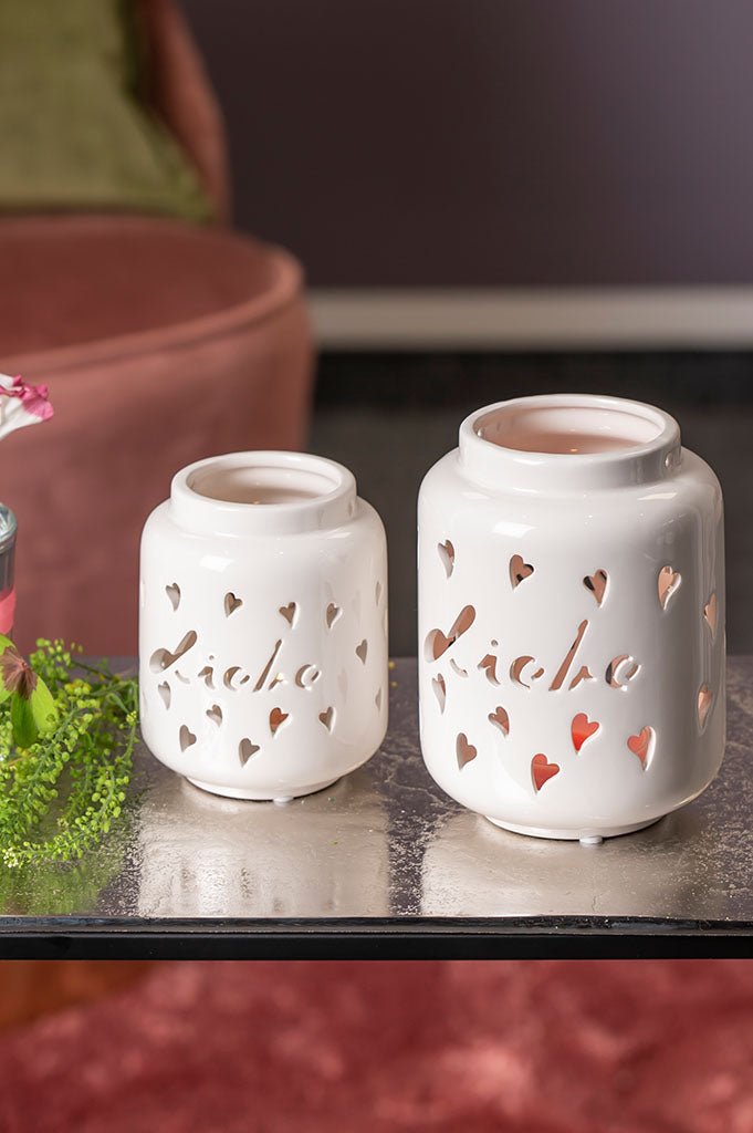 Tiziano Teelicht Velini “Liebe” weiß - creme - Lillyano