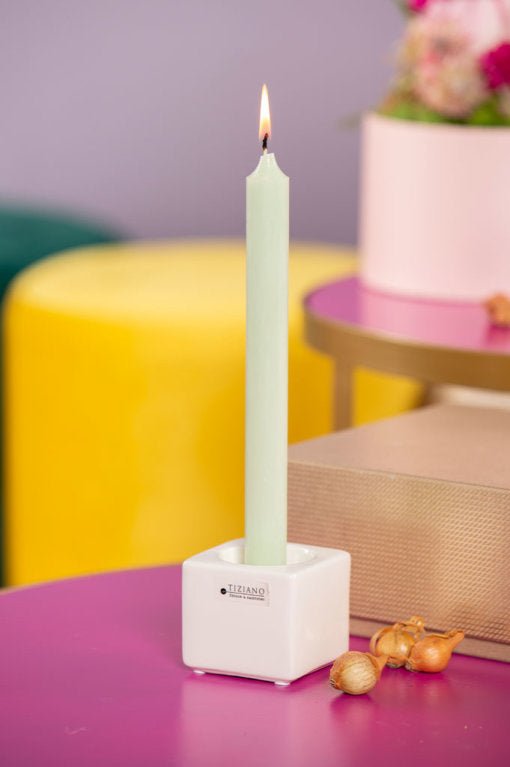 Tiziano Teelichthalter Bowla eckig 6cm weiß - creme - Lillyano