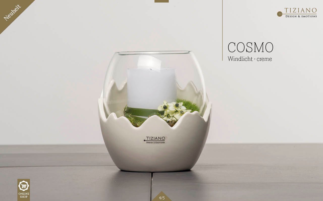 Tiziano Windlicht Cosmo creme egg 17 cm - Lillyano