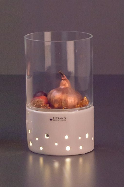 Tiziano Windlicht Laterna Forlie LED und Timer weiß creme - Lillyano