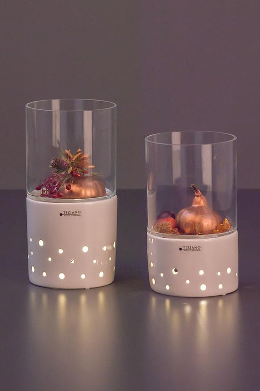 Tiziano Windlicht Laterna Forlie LED und Timer weiß creme - Lillyano